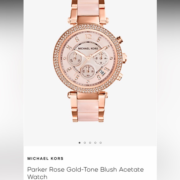 Michael Kors Parker Rose Gold-Tone Blush Acetate Watch - Picture 5 of 6